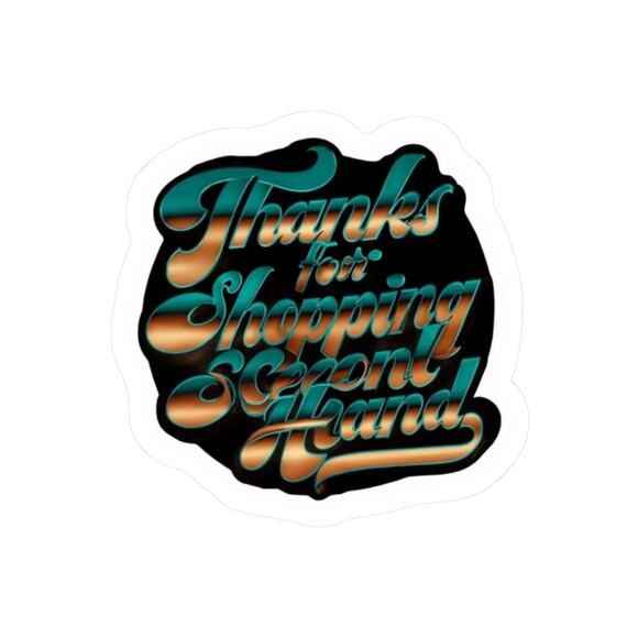 25 Count Handmade Thank You for Shopping Secondhand Stickers Round - Picture 1 of 3